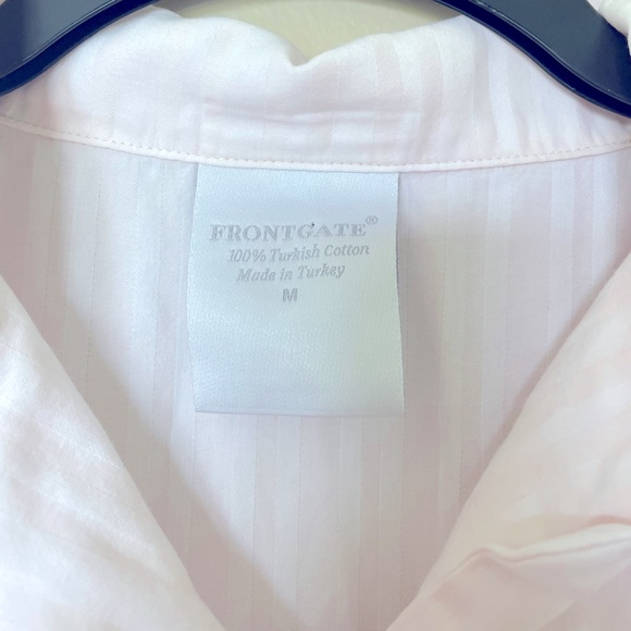 Frontgate Turkish Cotton Baby Pink Striped Pajama Shirt Size Medium EUC - Picture 3 of 8